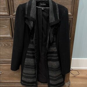 White House Black Market Black and Gray Trench Coat